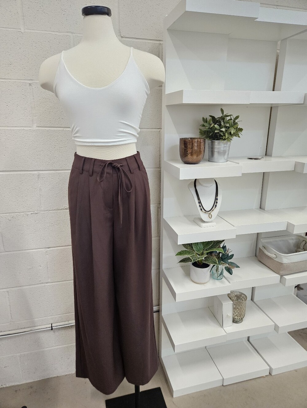 Chocolate Brown Pleat Trouser